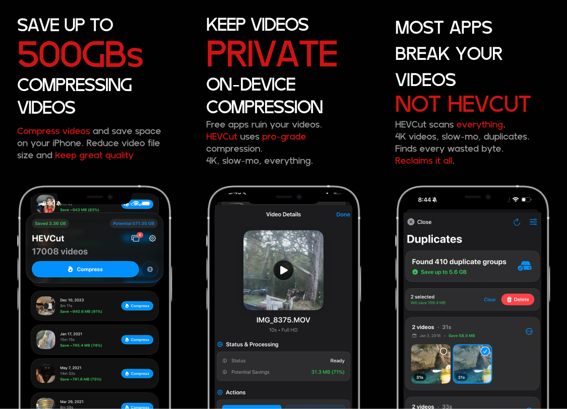 iOS App to clean library - compress videos 